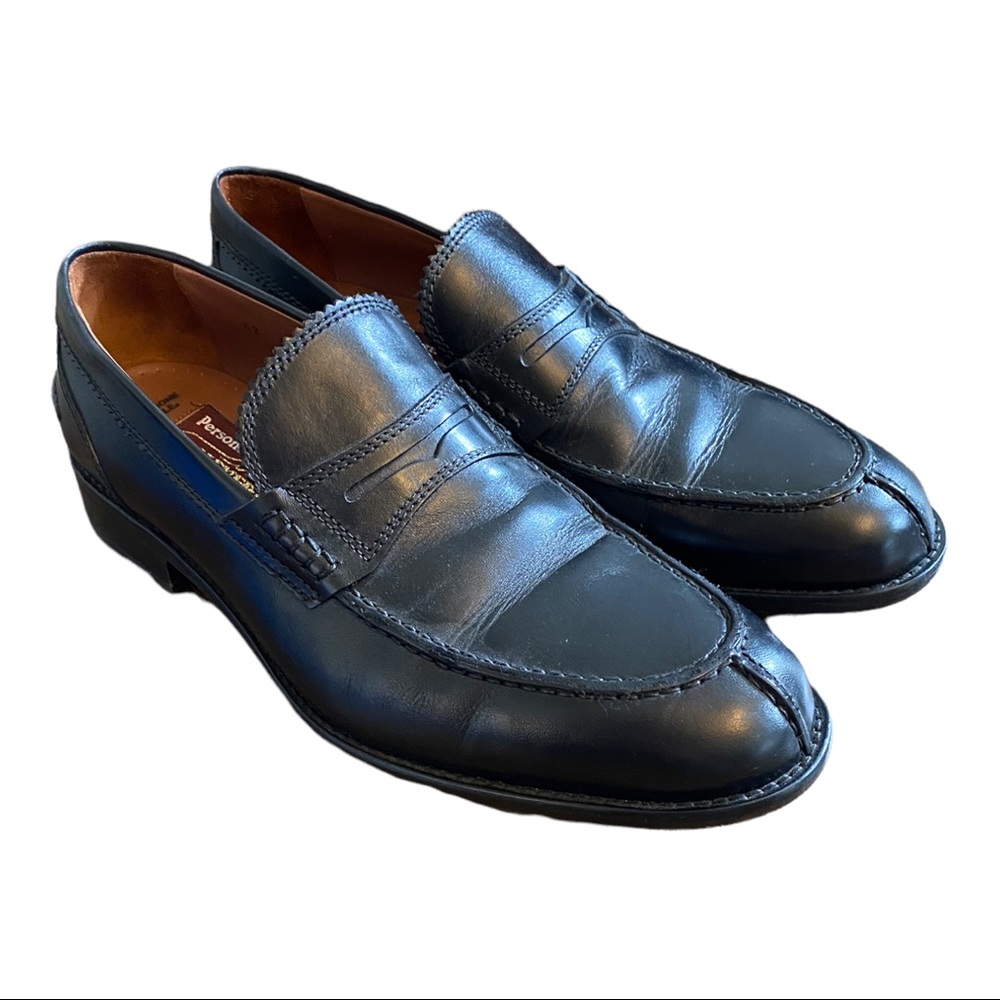 VALLEVERDE Mens Personal Comfort Black Italian Leather Slip On Loafers Size 42.